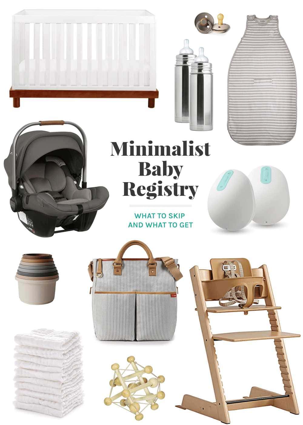 A minimalist baby registry showcasing essential items for newborns and infants